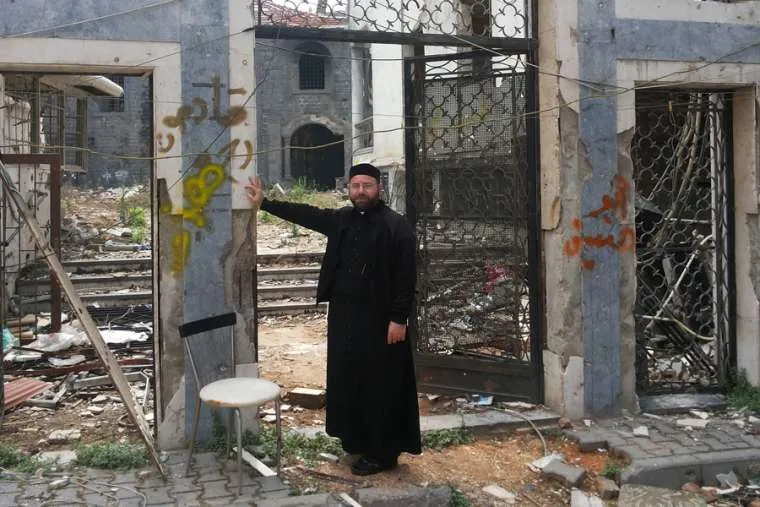 Remains of St. Mary's Syrian Orthodox church in Homs, Syria, 2015. ?w=200&h=150