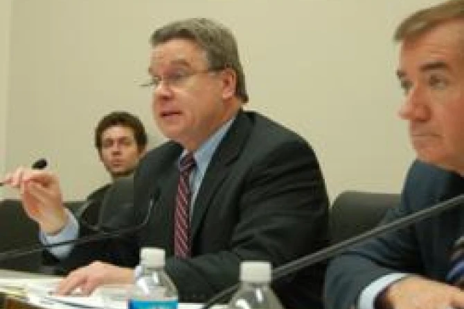 Rep Chris Smith NJ 04 with Rep Ed Royce of Californias 40th District Hearing on Vietnam CNA US Catholic News 1 24 12