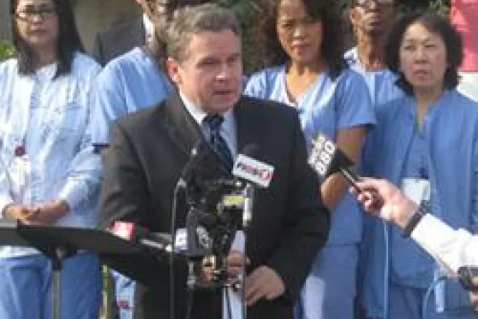 Rep Chris Smith at a Newark press conference with UMDNJ Nurses CNA US Catholic News 11 14 11