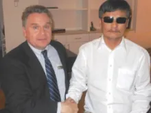 Rep. Chris Smith of New Jersey welcomes Chen Guangcheng to the United States.