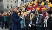 Rep. Jeff Fortenberry addresses young pilgrims to the March for Life from his Nebraska district outside the U.S. Capitol in January 2019.