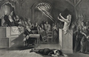 Representation of the Salem witch trials, lithograph from 1892.   Library of Congress.