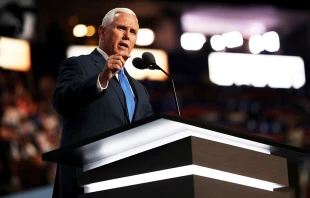 Republican VP candidate Mike Pence at the RNC in Cleveland, Ohio on July 20, 2016.   John Moore/Getty Images.