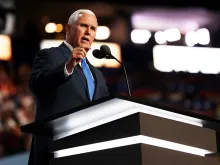 Republican VP candidate Mike Pence at the RNC in Cleveland, Ohio on July 20, 2016. 