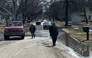 Residents of Fremont, Neb., survey the aftermath of flood damage, March 2019.   Fr. Damien Wee, courtesy of St Patrick's Catholic Church.