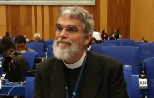 Br. Guy Joseph Consolmagno, SJ, at UNISPACE+50, in Vienna, Austria, June 21-22, 2018. Courtesy of the Holy See Mission Vienna 