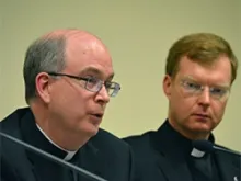 Rev. Robert W. Oliver and Fr. Hans Zollner, SJ, at the Pontifical Gregorian University Feb. 5, 2013. 