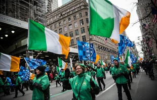 Revelers march in the annual St. Patrick's Day Parade along Fifth Ave in Manhattan on March 17, 2014.   Andrew Burton/Getty Images News.