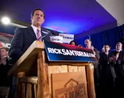 Rick Santorum addresses a crowd at the Stoney Creek Inn on January 3, 2012 in Johnston, Iowa. ?w=200&h=150