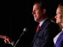 Rick Santorum attends his Missouri primary night event. 