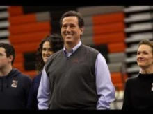 Rick Santorum with family in the background at Valley High School in West Des Moines on Jan 3, 2012. 
