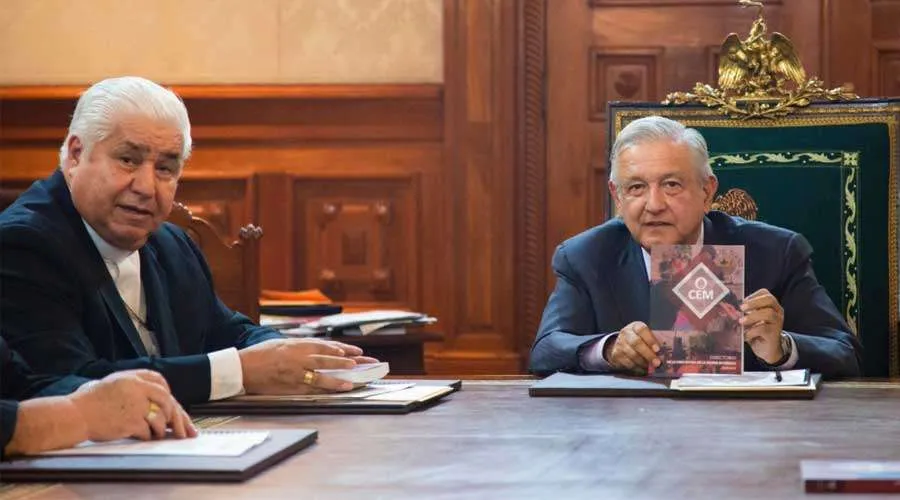 Archbishop Rogelio Cabrera, president of the Mexican Bishops Conference, and Mexican President Andrés Manuel López Obrador. ?w=200&h=150