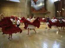Traditional dancing before a Mass in celebraiton of the canonization of St. Oscar Romero. Image courtesy of Archdiocese of Los Angeles.