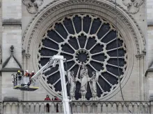 The south rose window of Notre Dame on April 16, 2019. 
