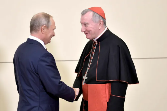 Russian president Vladimir Putin meets with Vatican Secretary of State Cardinal Pietro Parolin in Sochi Aug 23 2017 Credit Kremlinru CNA