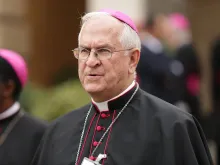 Archbishop Joseph E. Kurtz walking out of the Paul VI Hall during the Synod of Bishops on Oct. 9, 2015. 