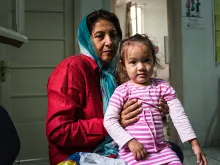 Sabriya Yaqubi and her daughter Hasti at the Caritas Athens Refugee Centre in Athens, Greece. 