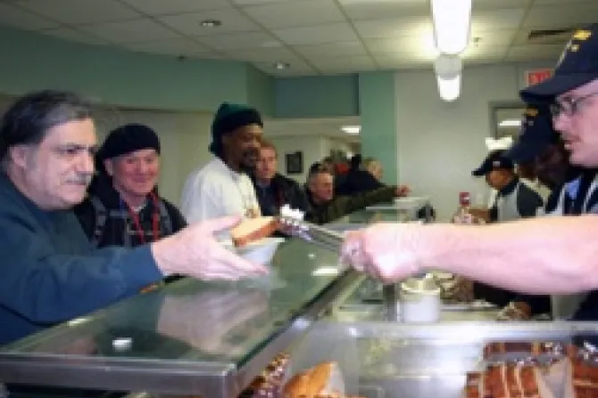 Sailors serve lunch to homeless veterans at the New England Shelter for Homeless Veterans Credit US Navy CNA US Catholic News 10 2 12