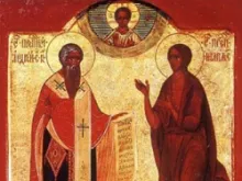Saint Andrew of Crete (left) and Saint Mary of Egypt.