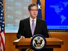 Ambassador at Large for International Religious Freedom Sam Brownback remarks on the Religious Freedom Report in Washington, D.C., June 21, 2019. 