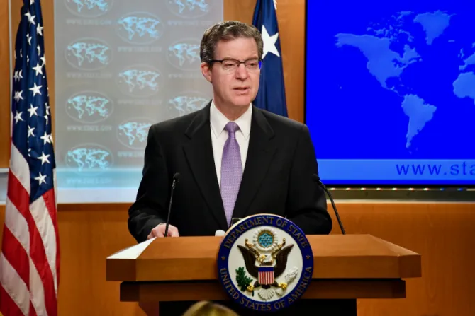 Sam Brownback remarks on the 2018 International Religious Freedom Annual Report  in DC June 21 2019 State Department photo by Michael Gross public domain