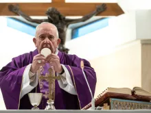 Pope Francis offers Mass in Casa Santa Marta on March 10, 2020. 