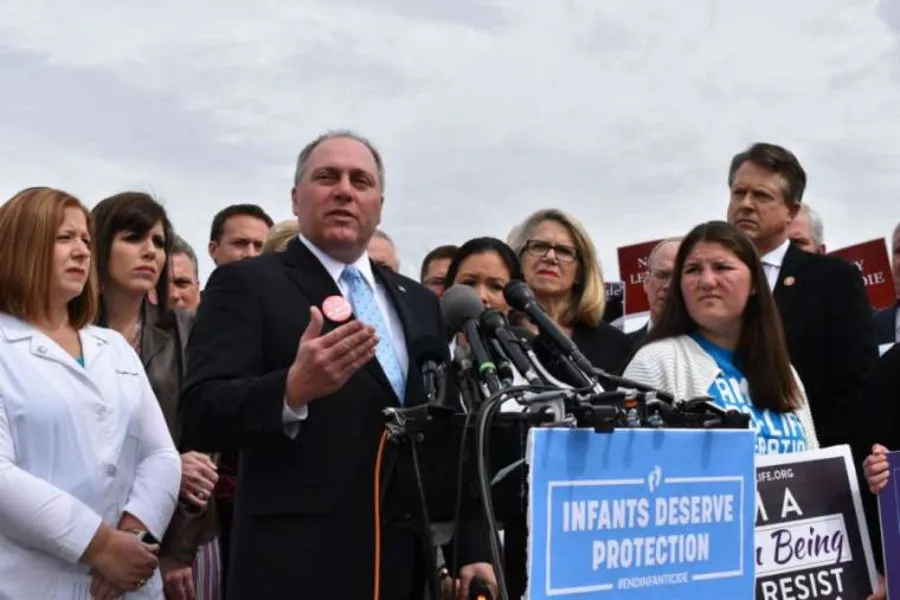 Congressional pro-lifers, led by Rep. Steve Scalise, address a press conference about the Born Alive bill at the Capitol April 2, 2019.  CNA