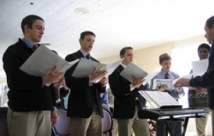 Schola rehearsal at the academy.   Gregory the Great Academy.