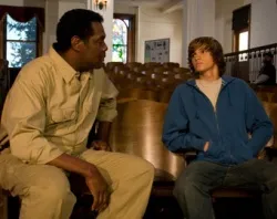 School custodian Leonard, played by Charles Graham, speaks to Christian Revere, played by Hunter Gomez, on the set of Last Ounce of Courage.?w=200&h=150