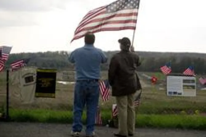 Scott and Walter Neilly brothers look over the crash site of Flight 93 in Shanksville PA Credit Jeff Swensen Getty Images Getty Images New CNA US Catholic News 9 7 11