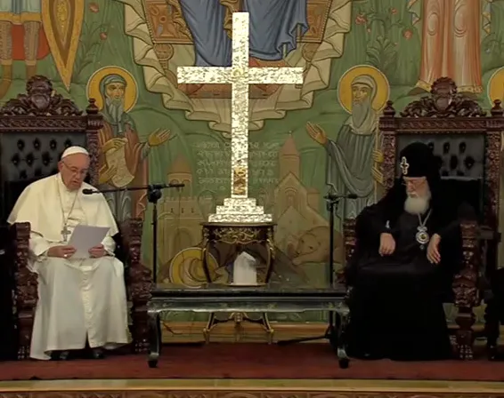 Pope Francis meets with Ilia II, the Georgian Orthodox Catholicos and Patriarch of All Georgia, in Tbilisi, Sept. 30, 2016. ?w=200&h=150