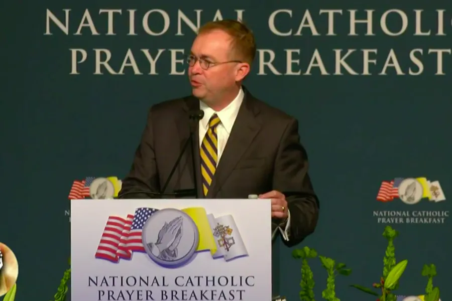 Acting White House Chief of Staff Mick Mulvaney at the National Catholic Prayer Breakfast, April 23, 2019. ?w=200&h=150
