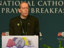 Bishop Thomas Olmsted of Phoenix delivers the keynote address at the National Catholic Prayer Breakfast in Washington, D.C., April 23, 2019. 
