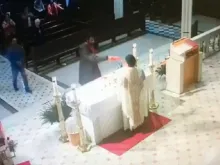 Footage from the desecration of the altar at St. Anthony of Padua in the Diocese of Brooklyn, Sunday, Jan. 12. 