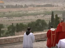 Archbishop Pierbattista Pizzaballa blesses the city of Jerusalem on Palm Sunday. 