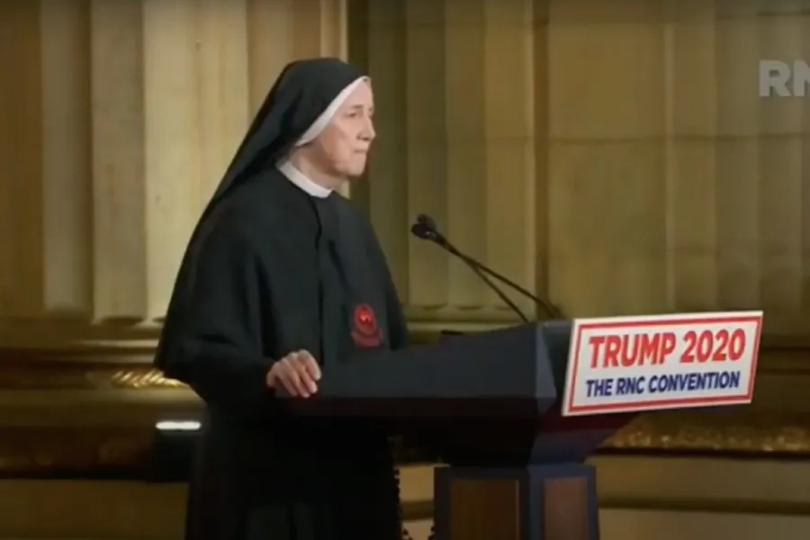 Sister Dede Byrne speaks at the 2020 Republican National Convention. Screenshot.?w=200&h=150