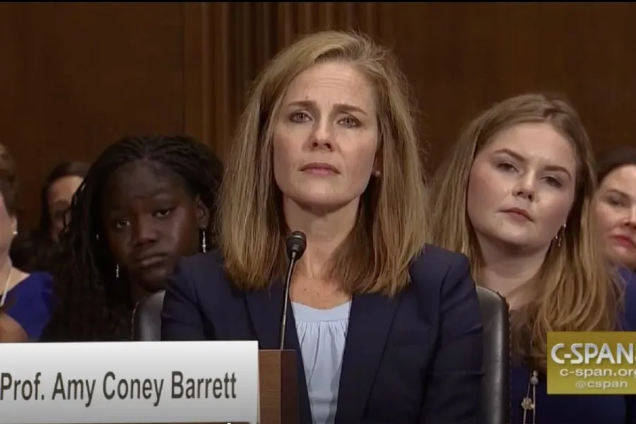 Amy Coney Barrett at a September 2017 hearing for Appeals Court nominees in the Senate. ?w=200&h=150