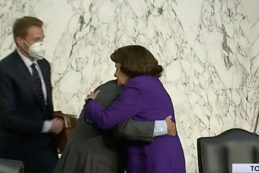 Sen. Diane Feinstein and Sen. Lindsey Graham embrace after the hearings of the Senate Judiciary Committee, Oct. 15, 2020. ?w=200&h=150