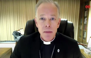 Archbishop Alexander Sample of Portland speaks during the USCCB Fall Assembly 2020.   USCCB.