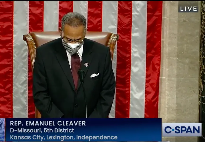  Rep. Emanuel Cleaver (D-MO) leads the opening prayer for the U.S. House of Representatives Jan. 3. Credit: CSPAN?w=200&h=150