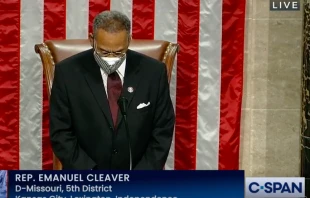 Rep. Emanuel Cleaver (D-MO) leads the opening prayer for the U.S. House of Representatives Jan. 3. Credit: CSPAN
