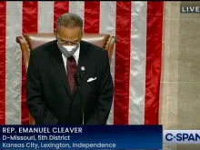  Rep. Emanuel Cleaver (D-MO) leads the opening prayer for the U.S. House of Representatives Jan. 3. Credit: CSPAN