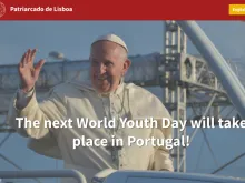 A screenshot of the official website of World Youth Day in Lisbon, jmj.patriarcado-lisboa.pt.