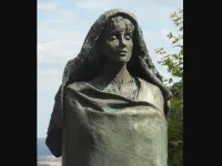 A sculpture of Hildegard of Bingen by Karlheinz Oswald at Eibingen Abbey in Hesse, Germany.