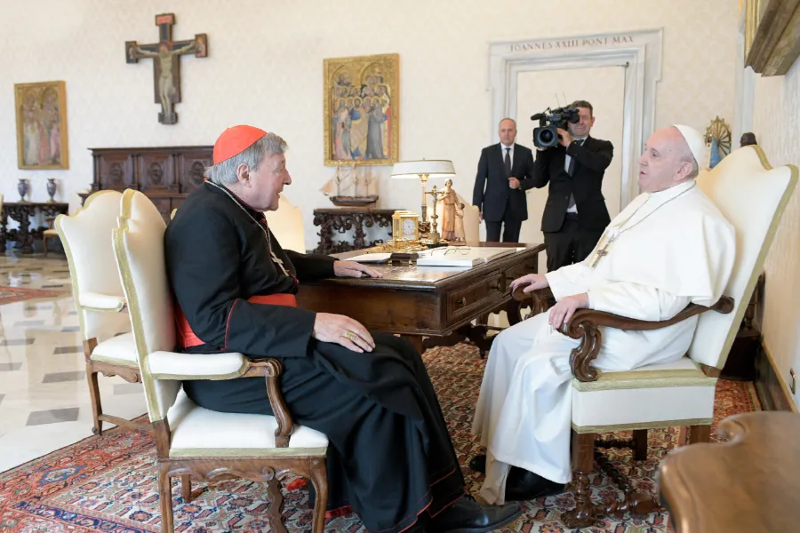 Pope Francis receives Cardinal George Pell in a private audience at the Vatican Oct. 12, 2020.?w=200&h=150
