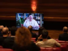 Pope Francis speaks in video message to participants in the launch of the Global Compact on Education Oct. 15, 2020. 
