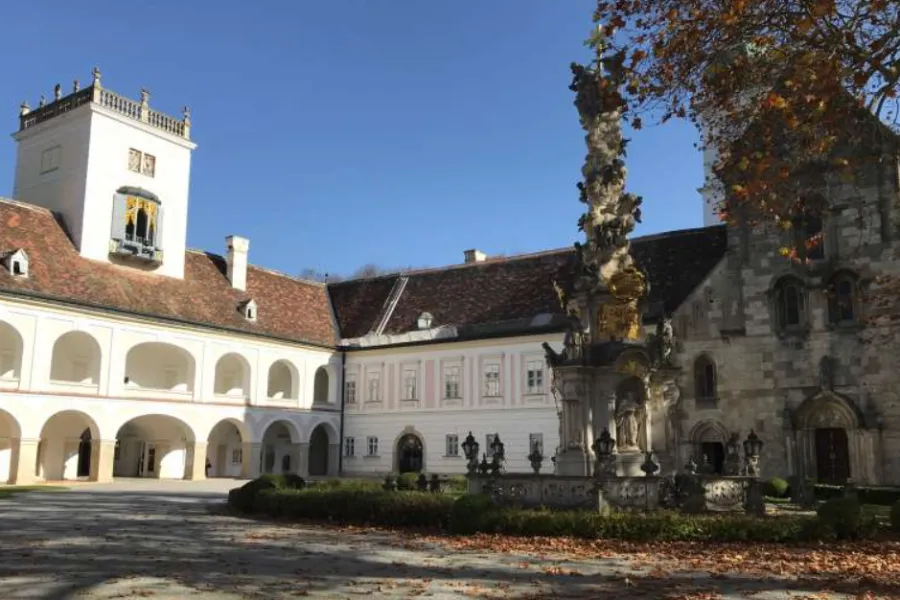 The inner courtyard of Heiligenkreuz Abbey in the Vienna Woods, Austria. ?w=200&h=150