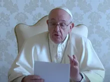 Pope Francis records a video message for judges released Nov. 30, 2020. Screenshot from Vatican News YouTube channel.