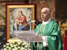 Archbishop Rino Fisichella, president of the Pontifical Council for the New Evangelization, celebrates Mass in St. Peter’s Basilica Jan. 24, 2021. Credit: Vatican Media