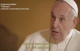 Screenshot from the documentary "Francesco" with original subtitles.